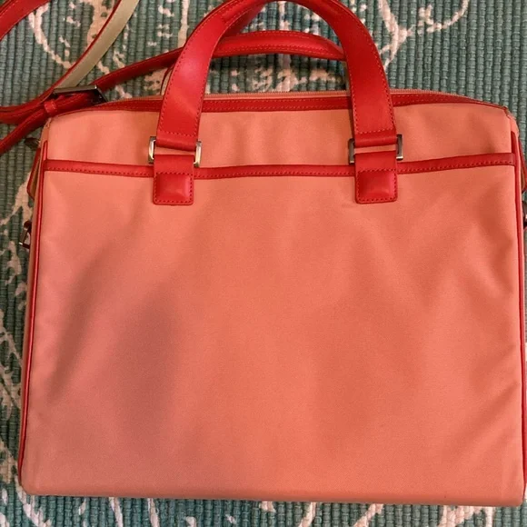 TUMI Laptop Case. Vibrant 2 tone orange/cantalope colors. Shoulder strap. EUC. - Picture 3 of 16